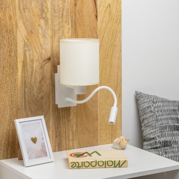Brilagi - LED Paindlik seinalamp NUBILA 1xE27/25W/230V + LED/3W valge/kreemikas