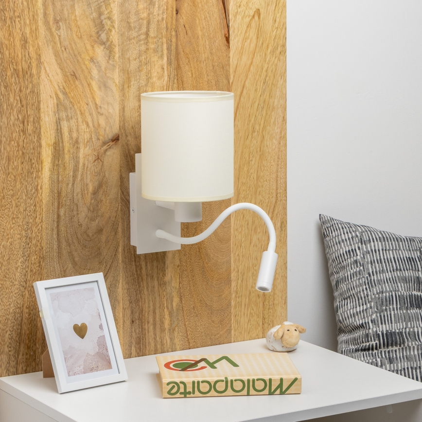 Brilagi - LED Paindlik seinalamp NUBILA 1xE27/25W/230V + LED/3W valge/kreemikas