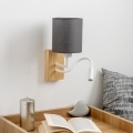 Brilagi - LED Paindlik seinalamp NUBILA WOOD 1xE27/25W/230V + LED/3W tamm/antratsiit