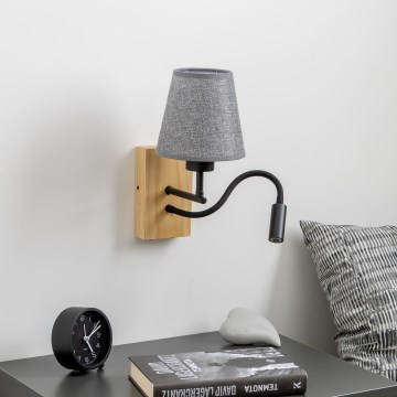 Brilagi - LED Paindlik seinalamp NUBILA WOOD 1xE27/25W/230V + LED/3W tamm/hall