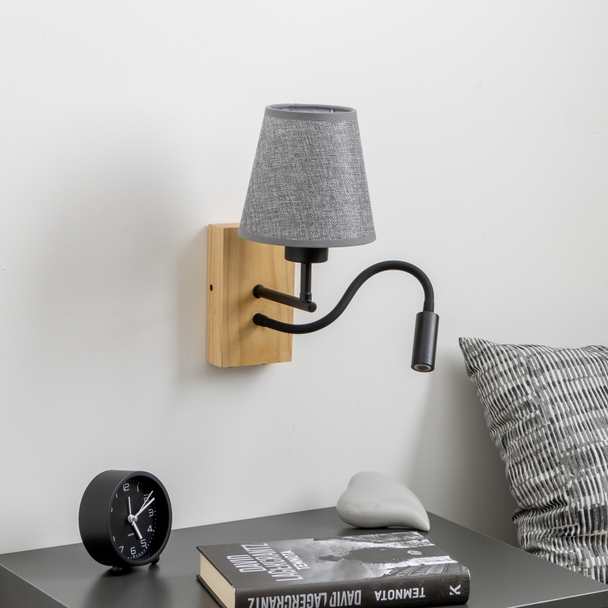Brilagi - LED Paindlik seinalamp NUBILA WOOD 1xE27/25W/230V + LED/3W tamm/hall