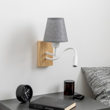 Brilagi - LED Paindlik seinalamp NUBILA WOOD 1xE27/25W/230V + LED/3W tamm/hall