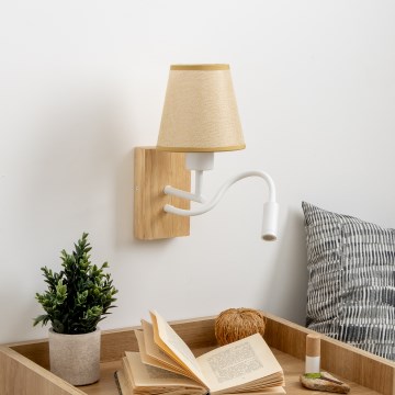 Brilagi - LED Paindlik seinalamp NUBILA WOOD 1xE27/25W/230V + LED/3W tamm/helepruun