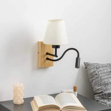 Brilagi - LED Paindlik seinalamp NUBILA WOOD 1xE27/25W/230V + LED/3W tamm/kreemikas