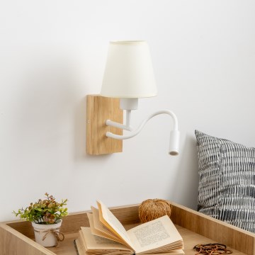 Brilagi - LED Paindlik seinalamp NUBILA WOOD 1xE27/25W/230V + LED/3W tamm/kreemikas