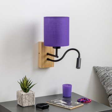 Brilagi - LED Paindlik seinalamp NUBILA WOOD 1xE27/25W/230V + LED/3W tamm/lilla