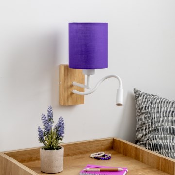 Brilagi - LED Paindlik seinalamp NUBILA WOOD 1xE27/25W/230V + LED/3W tamm/lilla