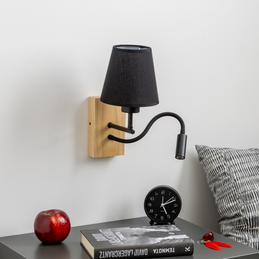 Brilagi - LED Paindlik seinalamp NUBILA WOOD 1xE27/25W/230V + LED/3W tamm/must