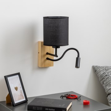 Brilagi - LED Paindlik seinalamp NUBILA WOOD 1xE27/25W/230V + LED/3W tamm/must