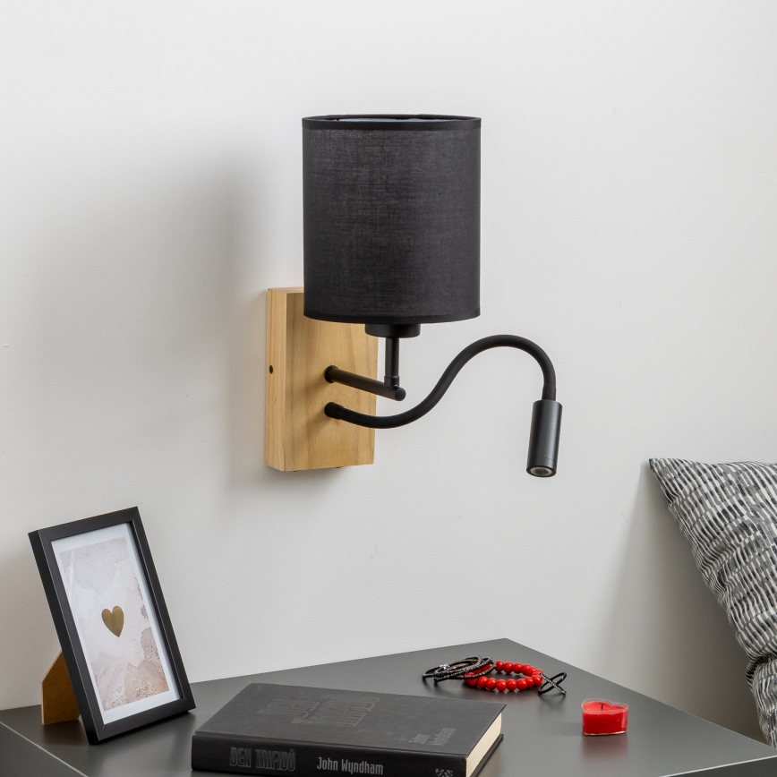 Brilagi - LED Paindlik seinalamp NUBILA WOOD 1xE27/25W/230V + LED/3W tamm/must