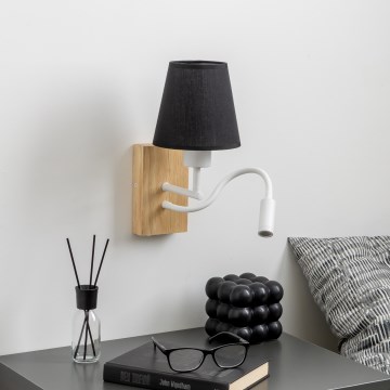 Brilagi - LED Paindlik seinalamp NUBILA WOOD 1xE27/25W/230V + LED/3W tamm/must