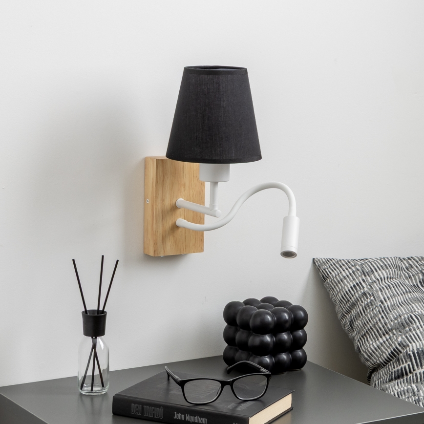 Brilagi - LED Paindlik seinalamp NUBILA WOOD 1xE27/25W/230V + LED/3W tamm/must