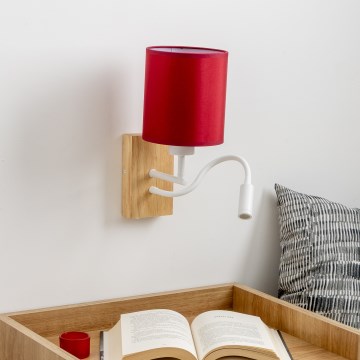 Brilagi - LED Paindlik seinalamp NUBILA WOOD 1xE27/25W/230V + LED/3W tamm/Pompeii punane