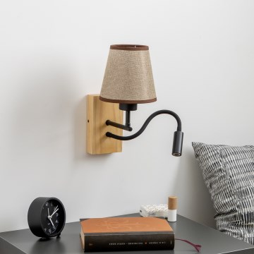 Brilagi - LED Paindlik seinalamp NUBILA WOOD 1xE27/25W/230V + LED/3W tamm/pruun