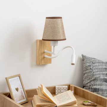 Brilagi - LED Paindlik seinalamp NUBILA WOOD 1xE27/25W/230V + LED/3W tamm/pruun