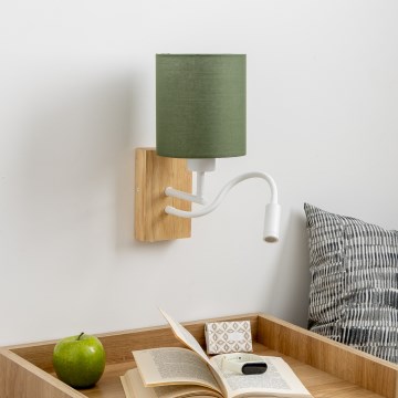 Brilagi - LED Paindlik seinalamp NUBILA WOOD 1xE27/25W/230V + LED/3W tamm/roheline