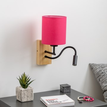 Brilagi - LED Paindlik seinalamp NUBILA WOOD 1xE27/25W/230V + LED/3W tamm/roosa