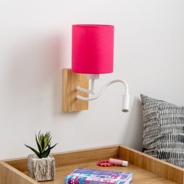 Brilagi - LED Paindlik seinalamp NUBILA WOOD 1xE27/25W/230V + LED/3W tamm/roosa