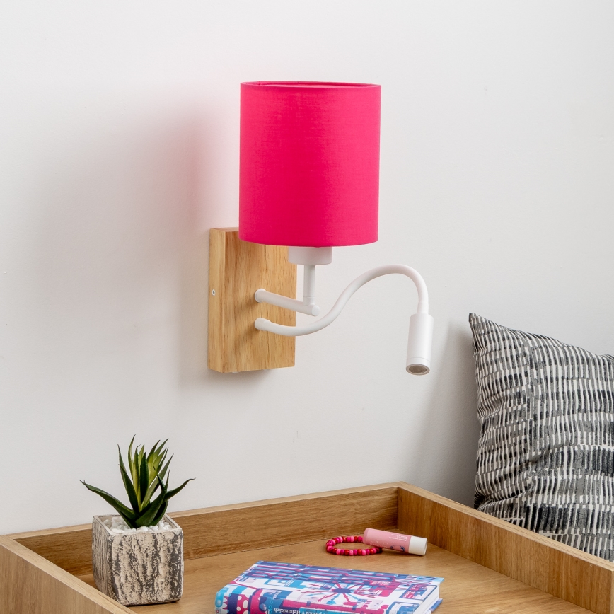 Brilagi - LED Paindlik seinalamp NUBILA WOOD 1xE27/25W/230V + LED/3W tamm/roosa