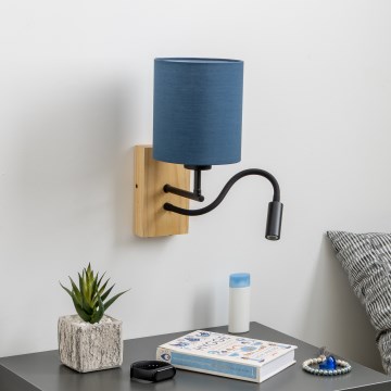 Brilagi - LED Paindlik seinalamp NUBILA WOOD 1xE27/25W/230V + LED/3W tamm/tumesinine