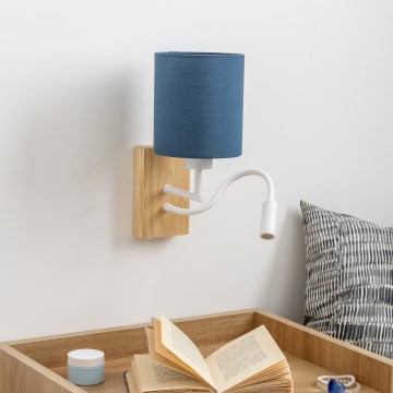 Brilagi - LED Paindlik seinalamp NUBILA WOOD 1xE27/25W/230V + LED/3W tamm/tumesinine