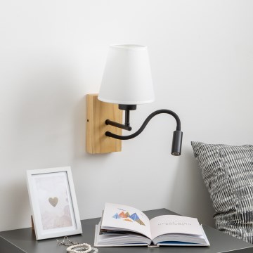 Brilagi - LED Paindlik seinalamp NUBILA WOOD 1xE27/25W/230V + LED/3W tamm/valge