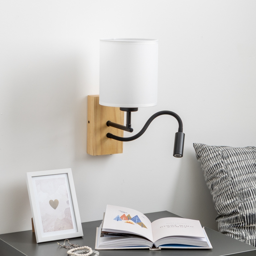 Brilagi - LED Paindlik seinalamp NUBILA WOOD 1xE27/25W/230V + LED/3W tamm/valge