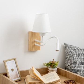 Brilagi - LED Paindlik seinalamp NUBILA WOOD 1xE27/25W/230V + LED/3W tamm/valge