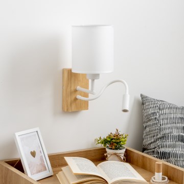Brilagi - LED Paindlik seinalamp NUBILA WOOD 1xE27/25W/230V + LED/3W tamm/valge