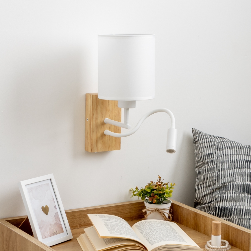 Brilagi - LED Paindlik seinalamp NUBILA WOOD 1xE27/25W/230V + LED/3W tamm/valge