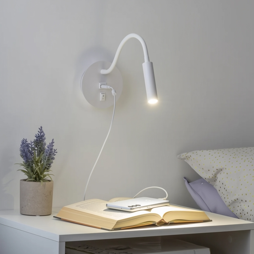 Brilagi - LED Paindlik seinalamp USB pordiga MAYA LED/3W/230V 4000K valge