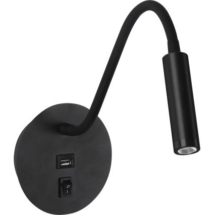 Brilagi - LED Paindlik seinalamp USB pordiga MAYA LED/3W/230V 4000K must