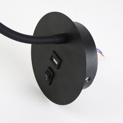 Brilagi - LED Paindlik seinalamp USB pordiga MAYA LED/3W/230V 4000K must