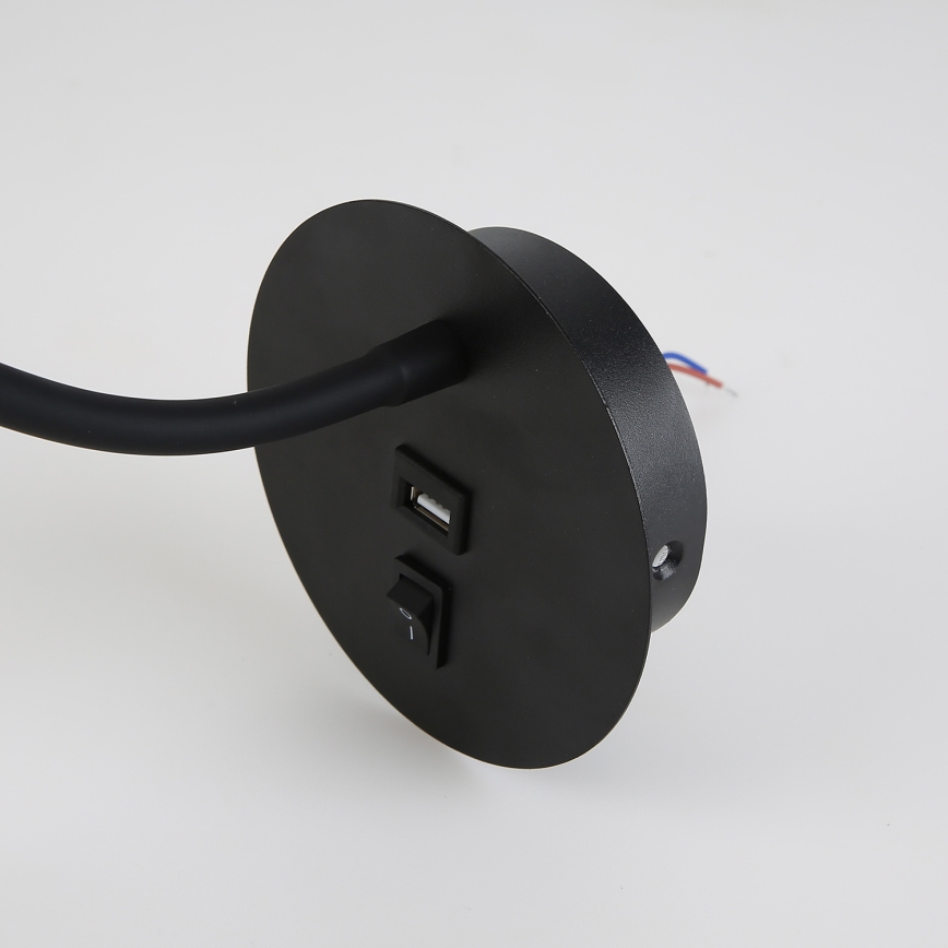 Brilagi - LED Paindlik seinalamp USB pordiga MAYA LED/3W/230V 4000K must/kuldne