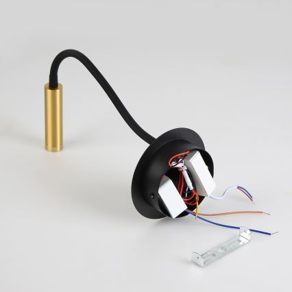 Brilagi - LED Paindlik seinalamp USB pordiga MAYA LED/3W/230V 4000K must/kuldne