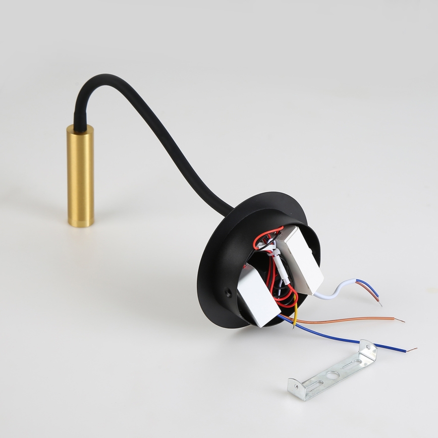 Brilagi - LED Paindlik seinalamp USB pordiga MAYA LED/3W/230V 4000K must/kuldne