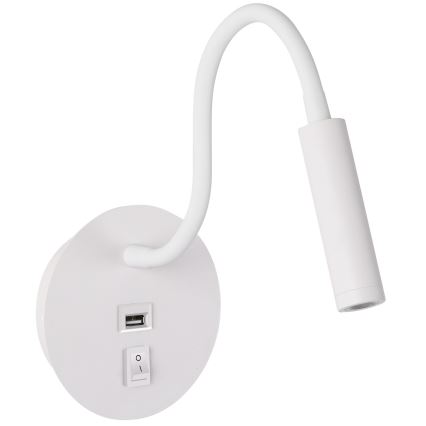 Brilagi - LED Paindlik seinalamp USB pordiga MAYA LED/3W/230V 4000K valge