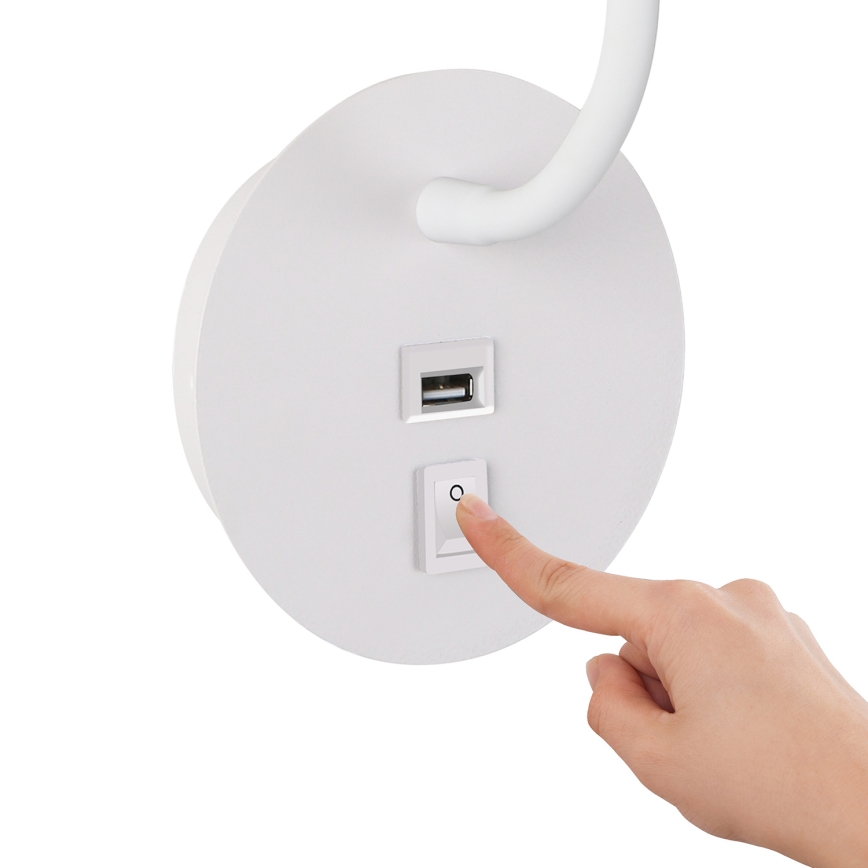 Brilagi - LED Paindlik seinalamp USB pordiga MAYA LED/3W/230V 4000K valge