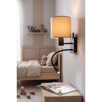 BRILAGI - LED-painduv seinavalgusti BOBO 1xE27/25W/230V + LED/3W must/beež/täpid