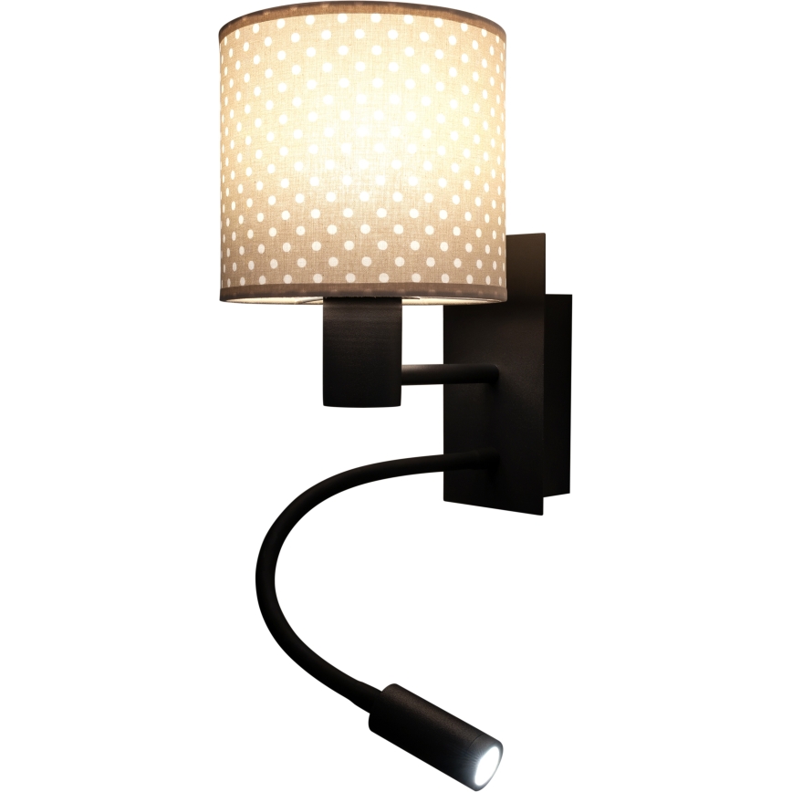 BRILAGI - LED-painduv seinavalgusti BOBO 1xE27/25W/230V + LED/3W must/beež/täpid