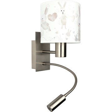 BRILAGI - LED painduv lastetoa seinavalgusti BOBO 1xE27/25W/230V + LED/3W mattkroom/valge/jänesed