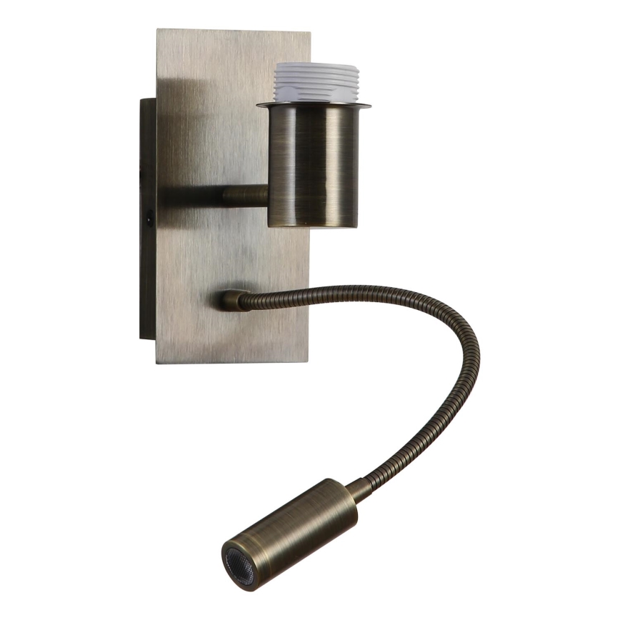 Brilagi - LED painduv seinavalgusti NUBILA 1xE27/25W/230V + LED/3W messing/helehall