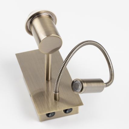 Brilagi - LED painduv seinavalgusti NUBILA 1xE27/25W/230V + LED/3W messing/kollane