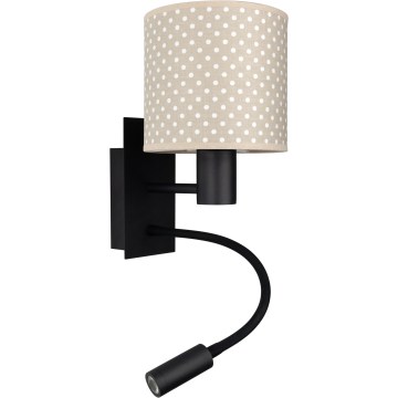 BRILAGI - LED-painduv seinavalgusti BOBO 1xE27/25W/230V + LED/3W must/beež/täpid