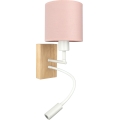 BRILAGI - LED painduv seinavalgusti BOBO WOOD 1xE27/25W/230V + LED/3W tamm/valge/roosa