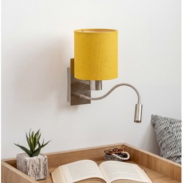 Brilagi - LED painduv seinavalgusti NUBILA 1xE27/25W/230V + LED/3W mattkroom/kollane