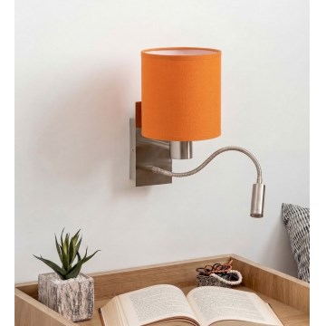 Brilagi - LED-painduv seinavalgusti NUBILA 1xE27/25W/230V + LED/3W mattkroom/oranž