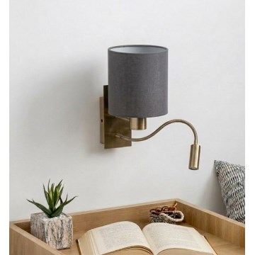 Brilagi - LED painduv seinavalgusti NUBILA 1xE27/25W/230V + LED/3W messing/helehall