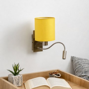 Brilagi - LED painduv seinavalgusti NUBILA 1xE27/25W/230V + LED/3W messing/kollane