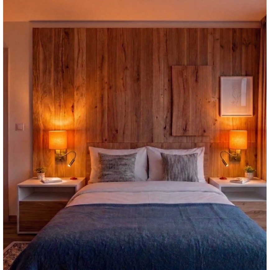 Brilagi - LED-painduv seinavalgusti NUBILA 1xE27/25W/230V + LED/3W messing/oranž